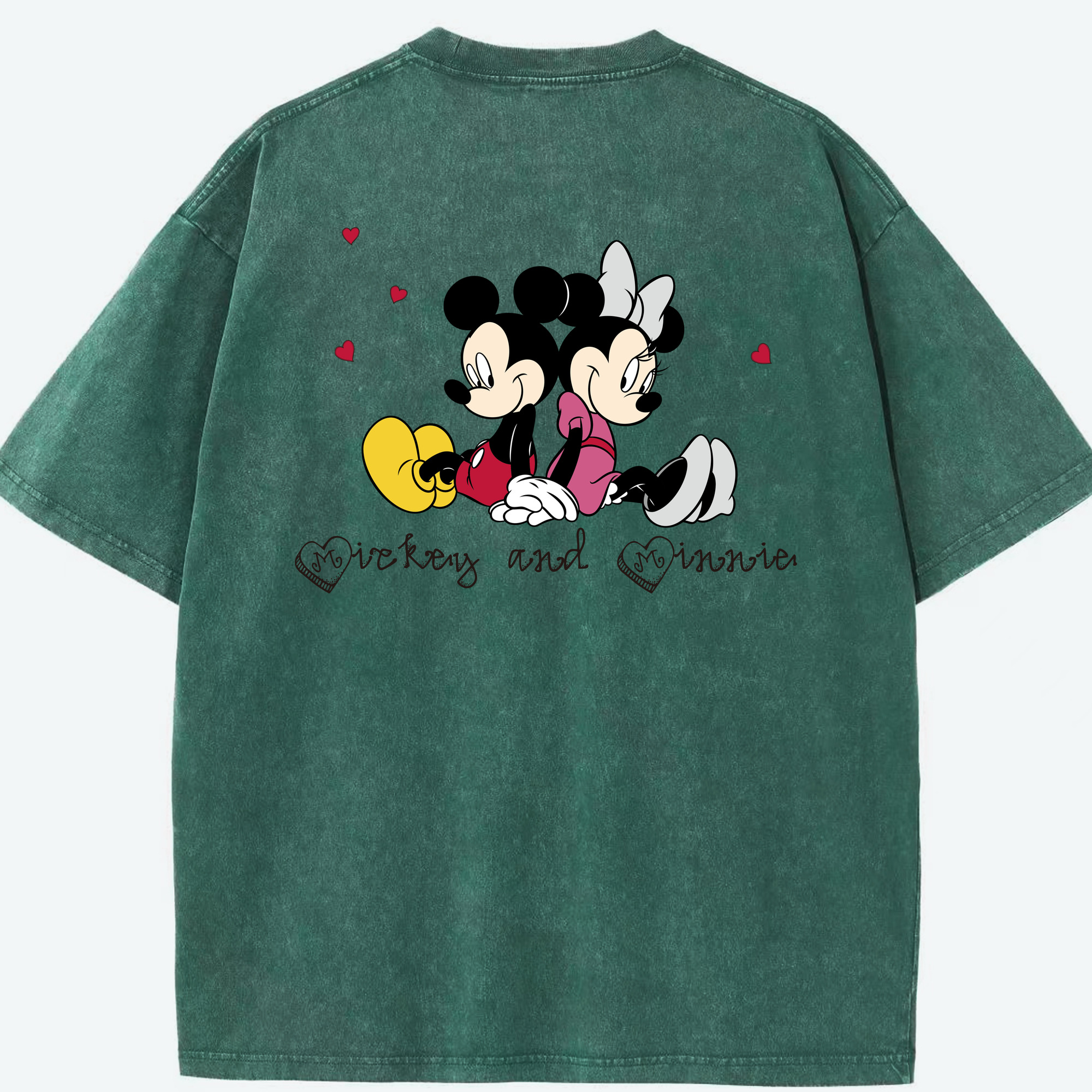 （画像用） ミッキーマウス Mickey Mouse 綿100% ヴィンテージ風 半袖Tシャツ（背面プリント）